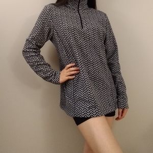 Turtleneck Half-Zip Long Sleeve Fleece Shirt Black